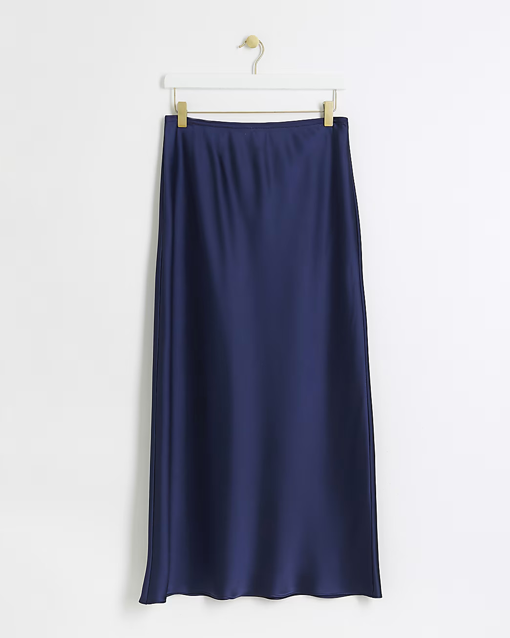 Navy satin maxi skirt | River Island (UK & IE)