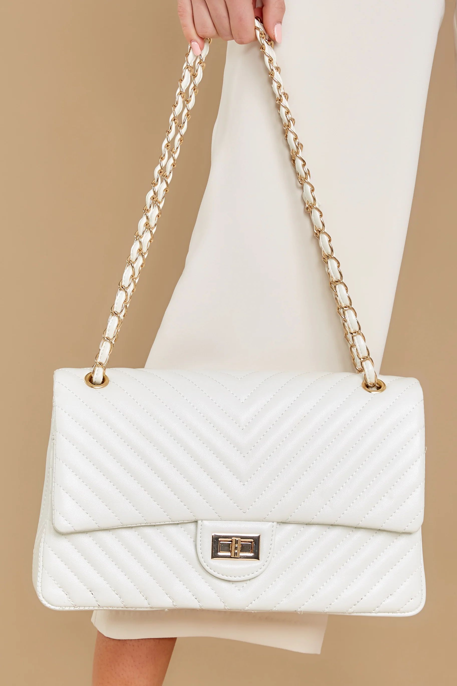 Polished And Poised White Bag | Red Dress 