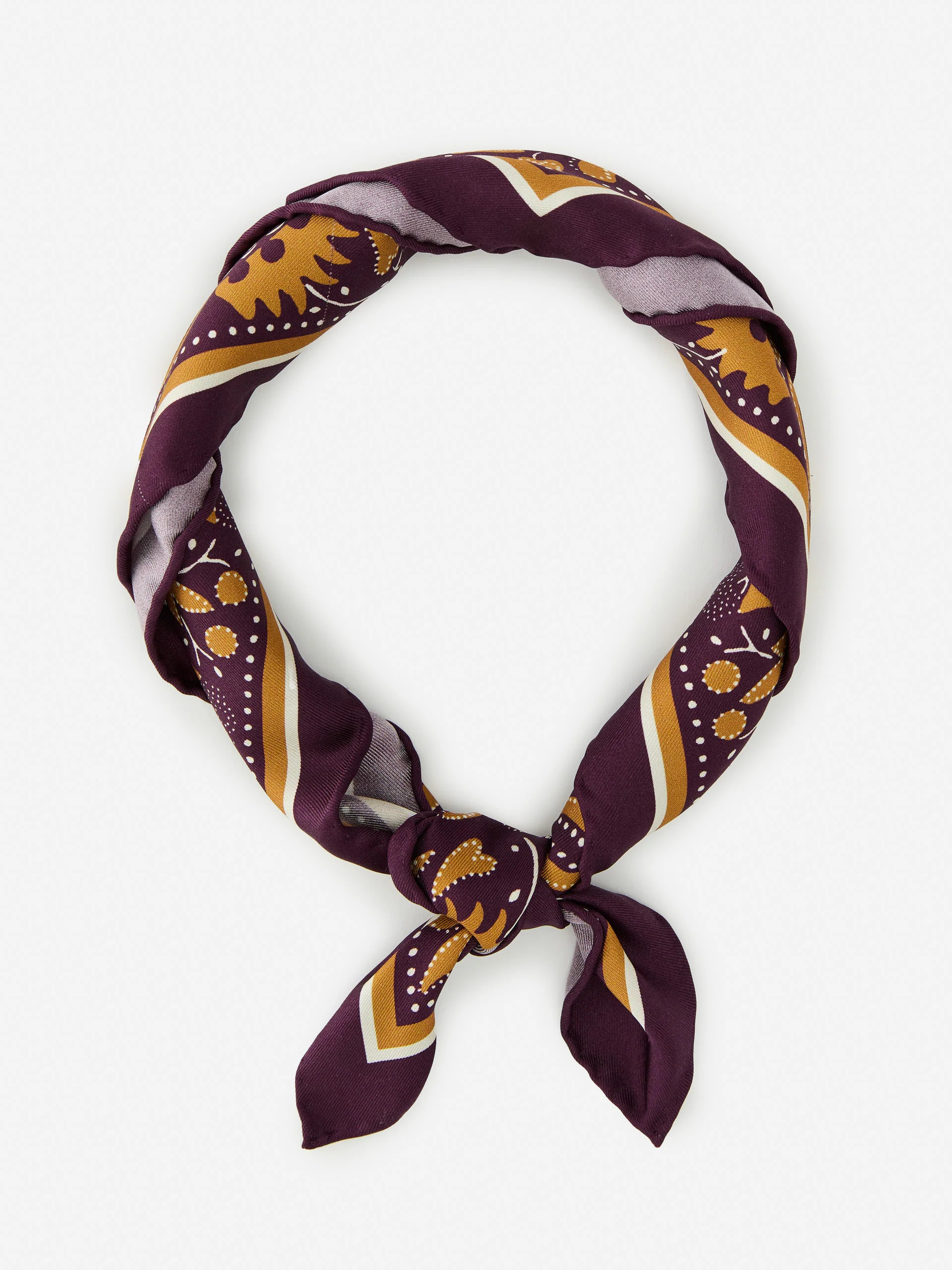 J.McLaughlin Women's Nikka Silk Scarf in Squared Away Purple/Mustard | J.McLaughlin