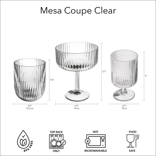 Mesa Acrylic Coupe Glass  (Set of 6) | Wayfair North America