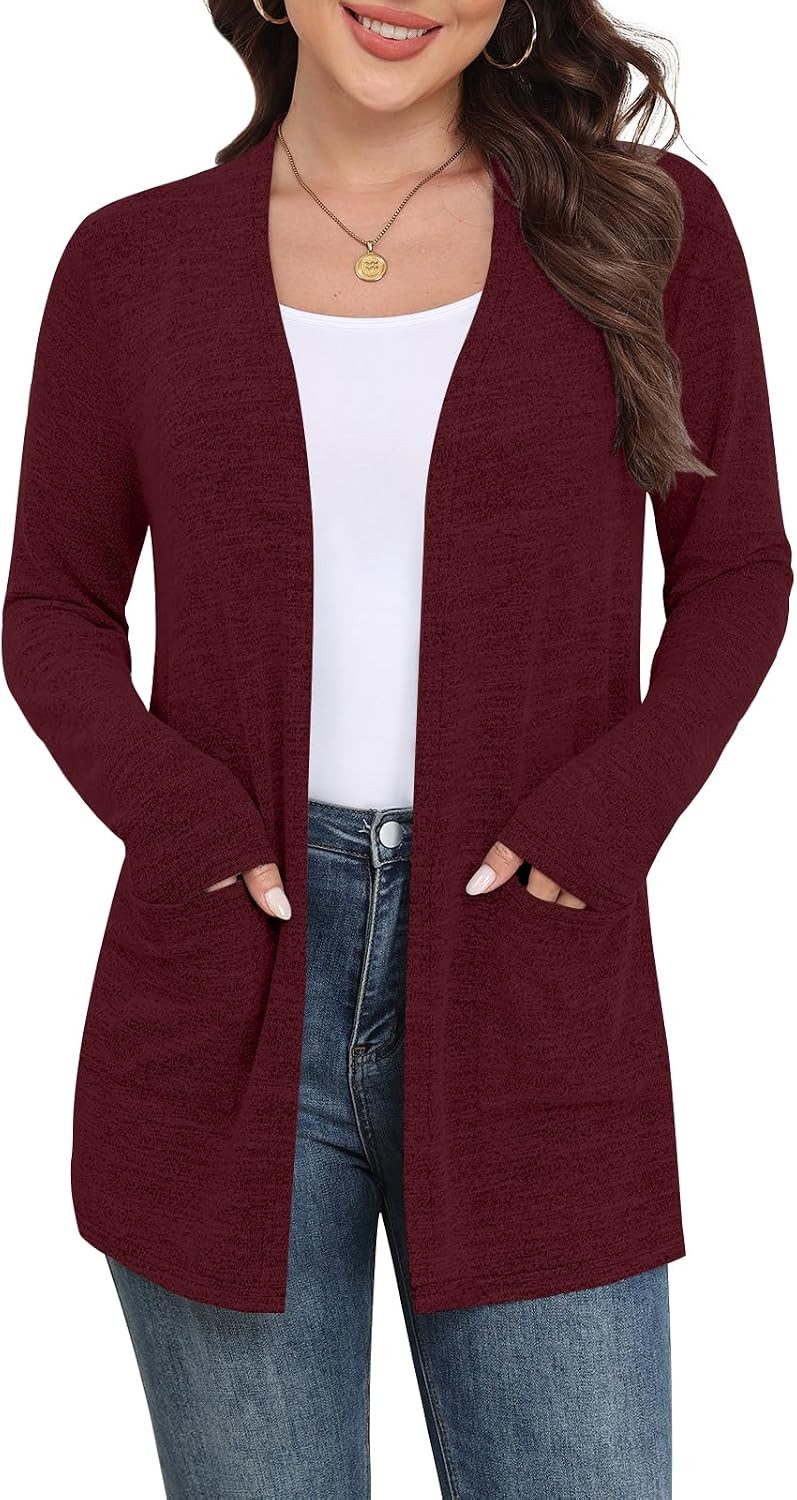Yincro Women Lightweight Cardigan Long Sleeve Open Front with Pockets S-3XL | Amazon (US)