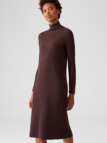 Merino Scrunch Neck Dress in Regenerative Wool | Eileen Fisher