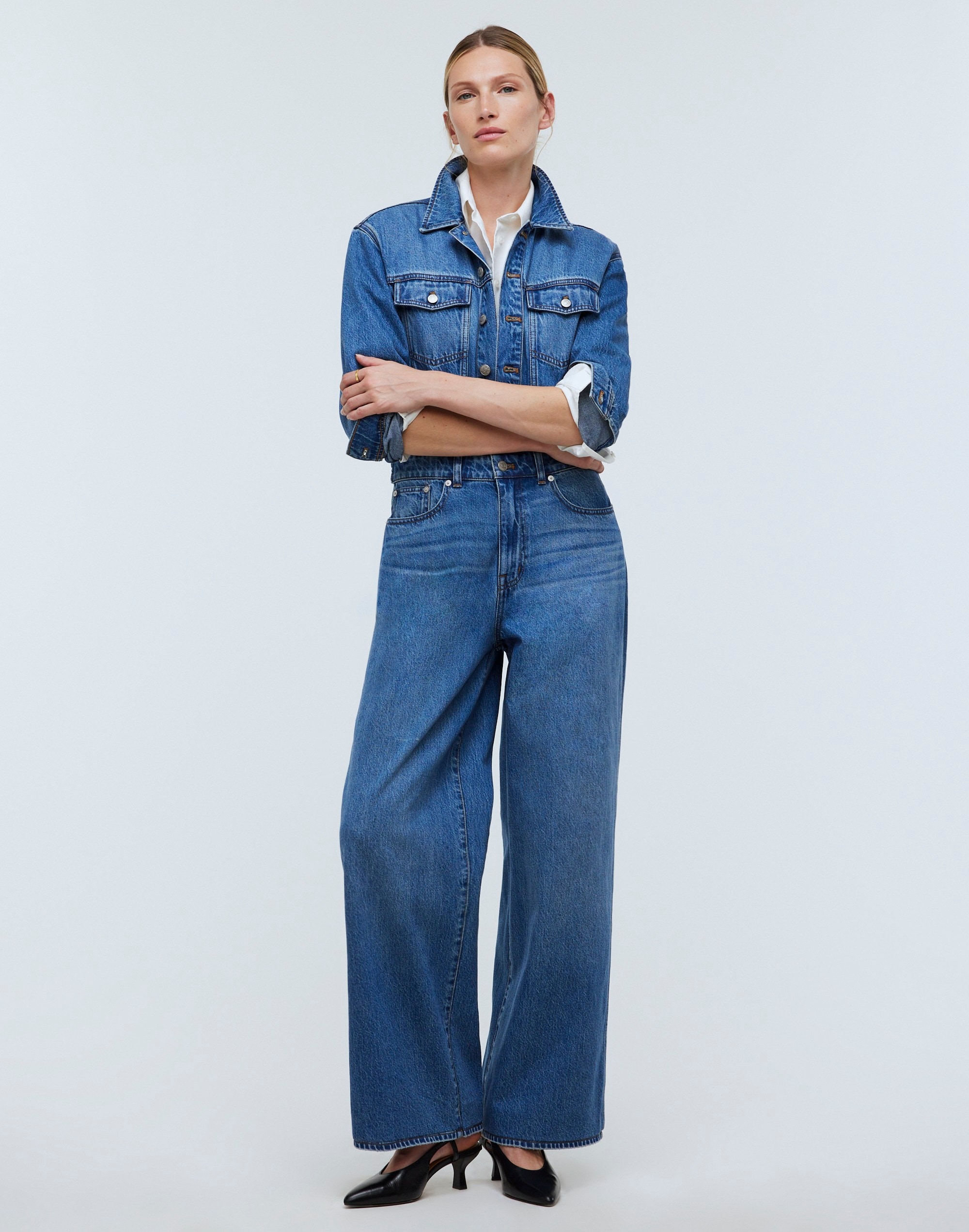 Denim Wide-Leg Coverall Jumpsuit in Byrne Wash | Madewell
