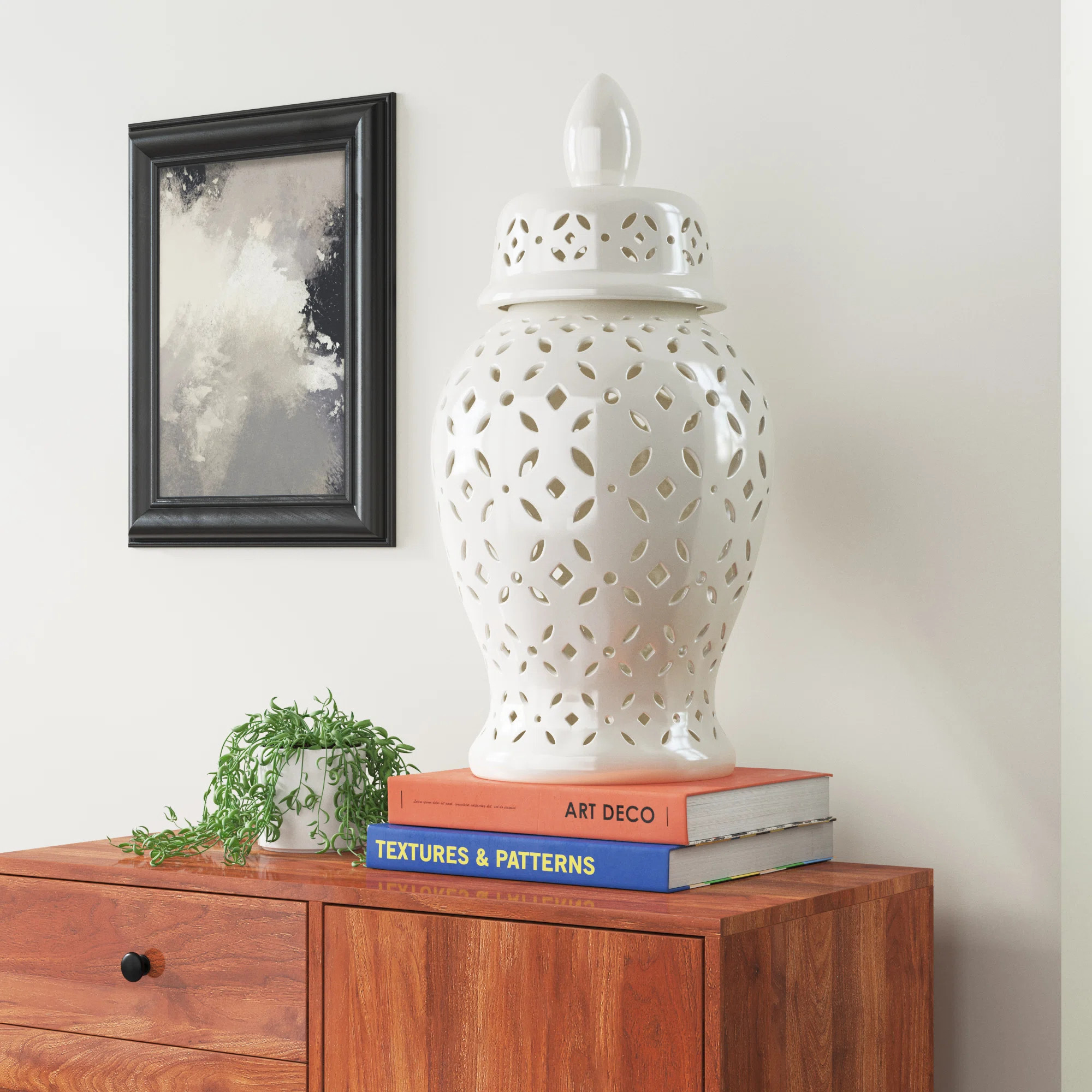 Stoneware Ceramic Lidded Decorative Jar with Intricate Cutout Design - Elegant and Stylish Accent... | Wayfair North America