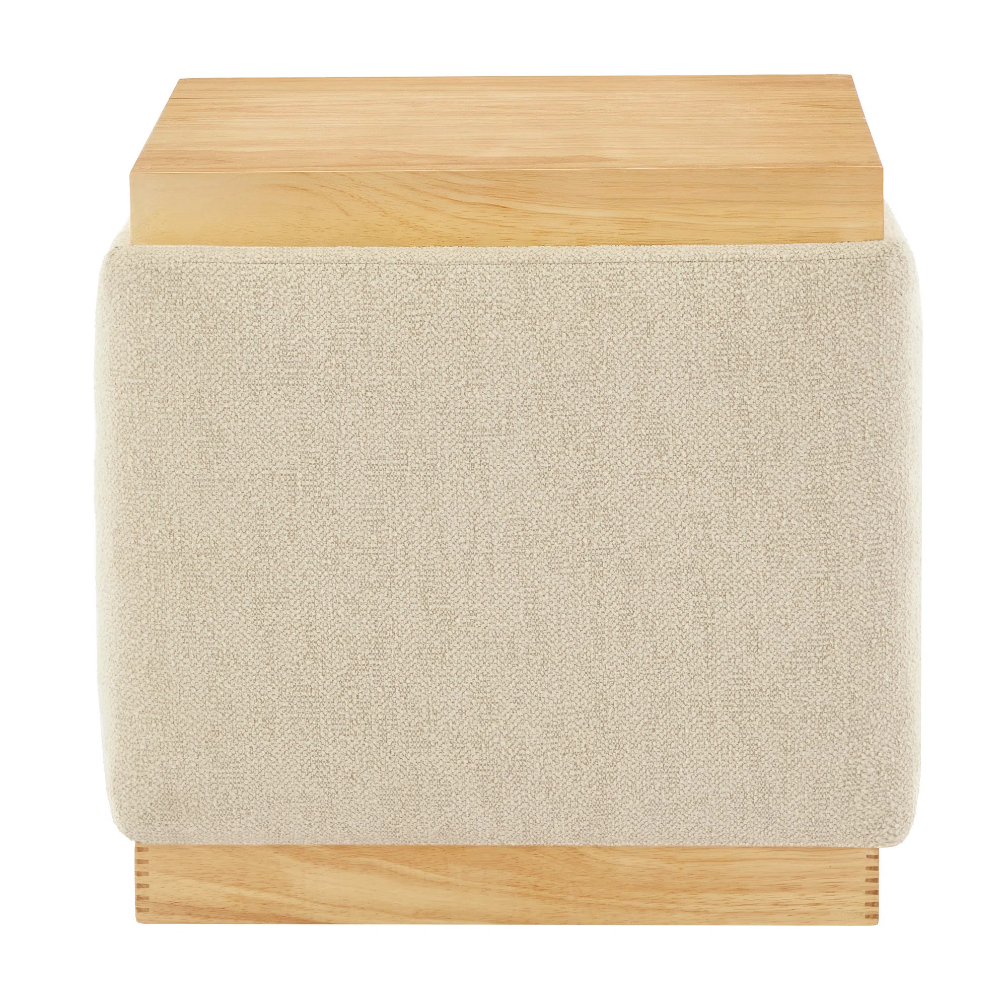 Square Storage Ottoman Coffee Table Ottoman With Wooden Tray | Wayfair North America