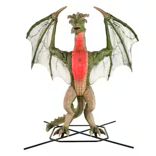 8 ft. Wide Gruesome Grounds Giant-Sized Color Changing Animated LED Wyvern H9 | The Home Depot
