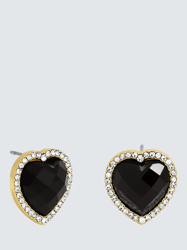 Jon Richard Jet Heart Stud Earrings, Gold | John Lewis (UK)