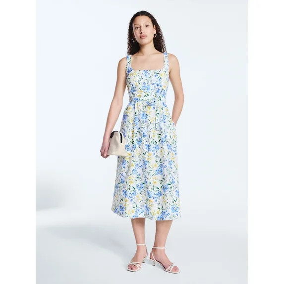 Free Assembly Women’s and Women's Plus Sleeveless Belted Cotton Midi Dress, Sizes XS-4X | Walmart (US)