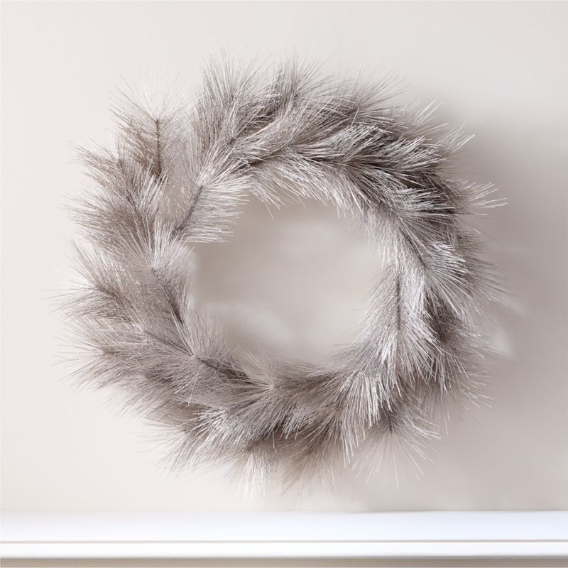 Faux Warm Silver Pine Holiday Wreath 31" + Reviews | CB2 | CB2