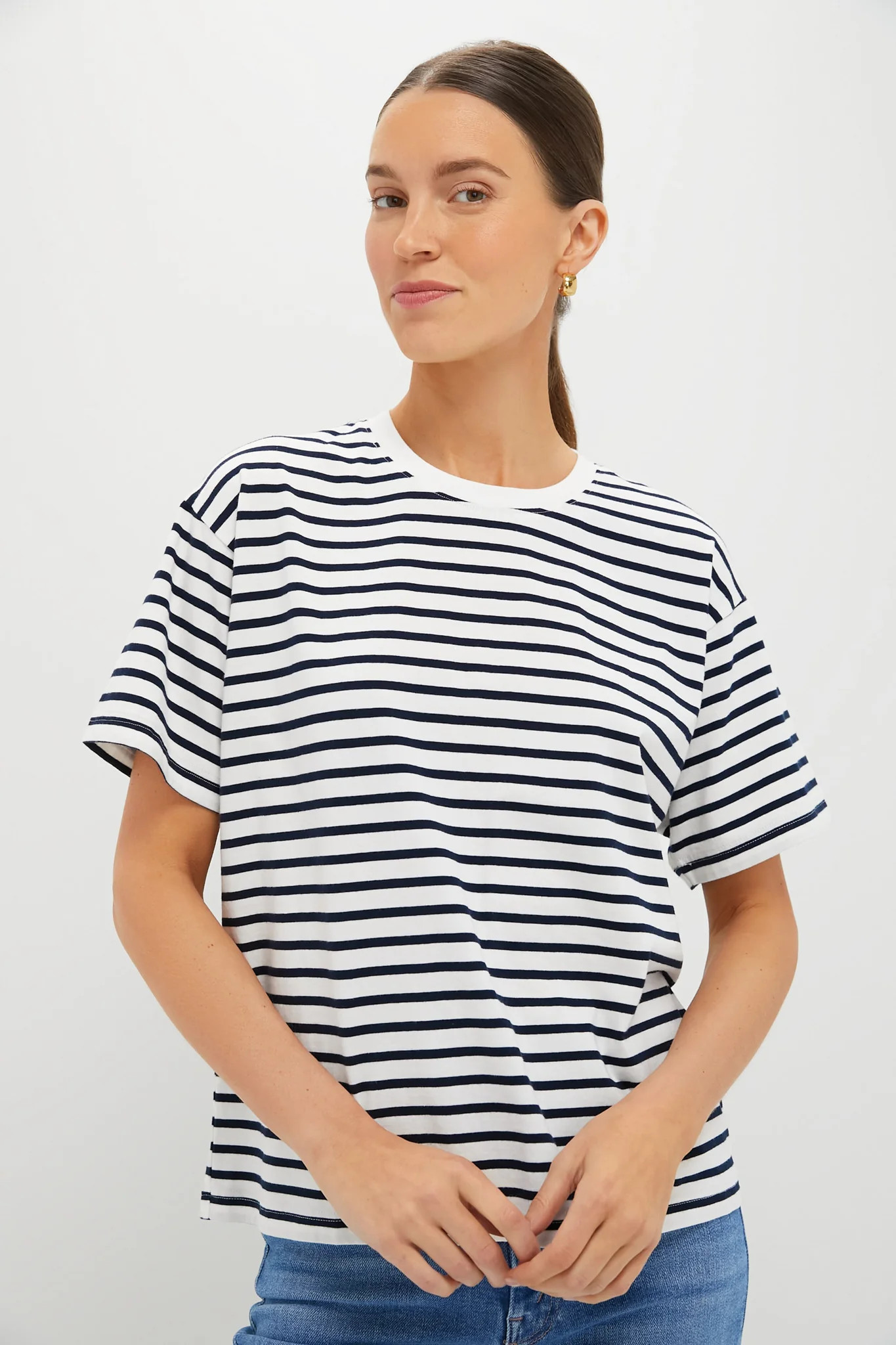 Navy and White Stripe Kaitlin Tee | Tuckernuck (US)