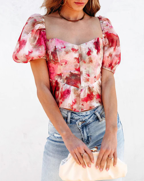 Palace Queen Puff Sleeve Peplum Corset Top | VICI