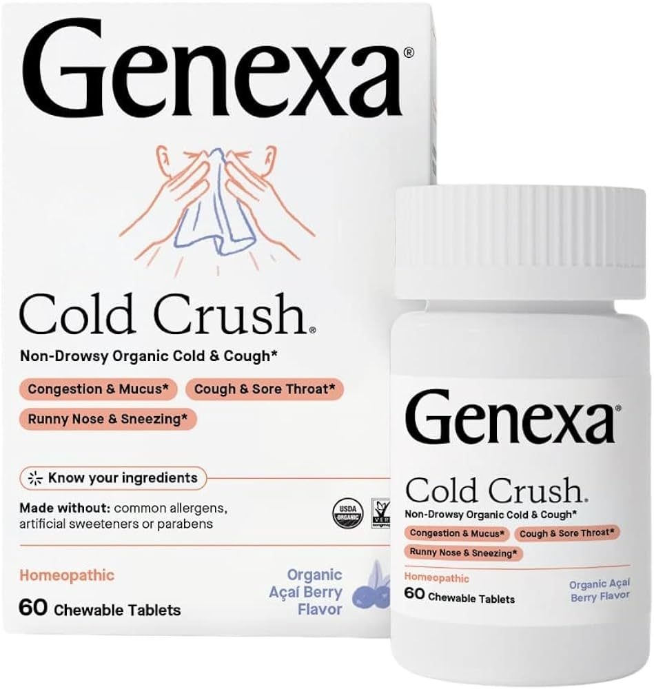 Genexa Cold Crush - 60 Tablets – Multi-Symptom Cough & Cold Remedy - Certified Vegan, Organic, ... | Amazon (US)