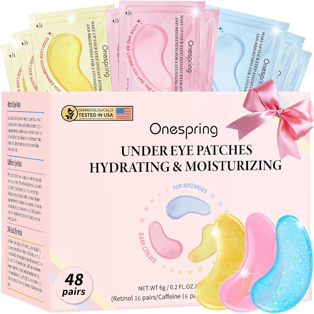 Eye Mask Gift Box (48 Pairs) - Caffeine, 24K Gold, Retinol Triple Energy - Fights Puffiness, Dark... | Amazon (US)