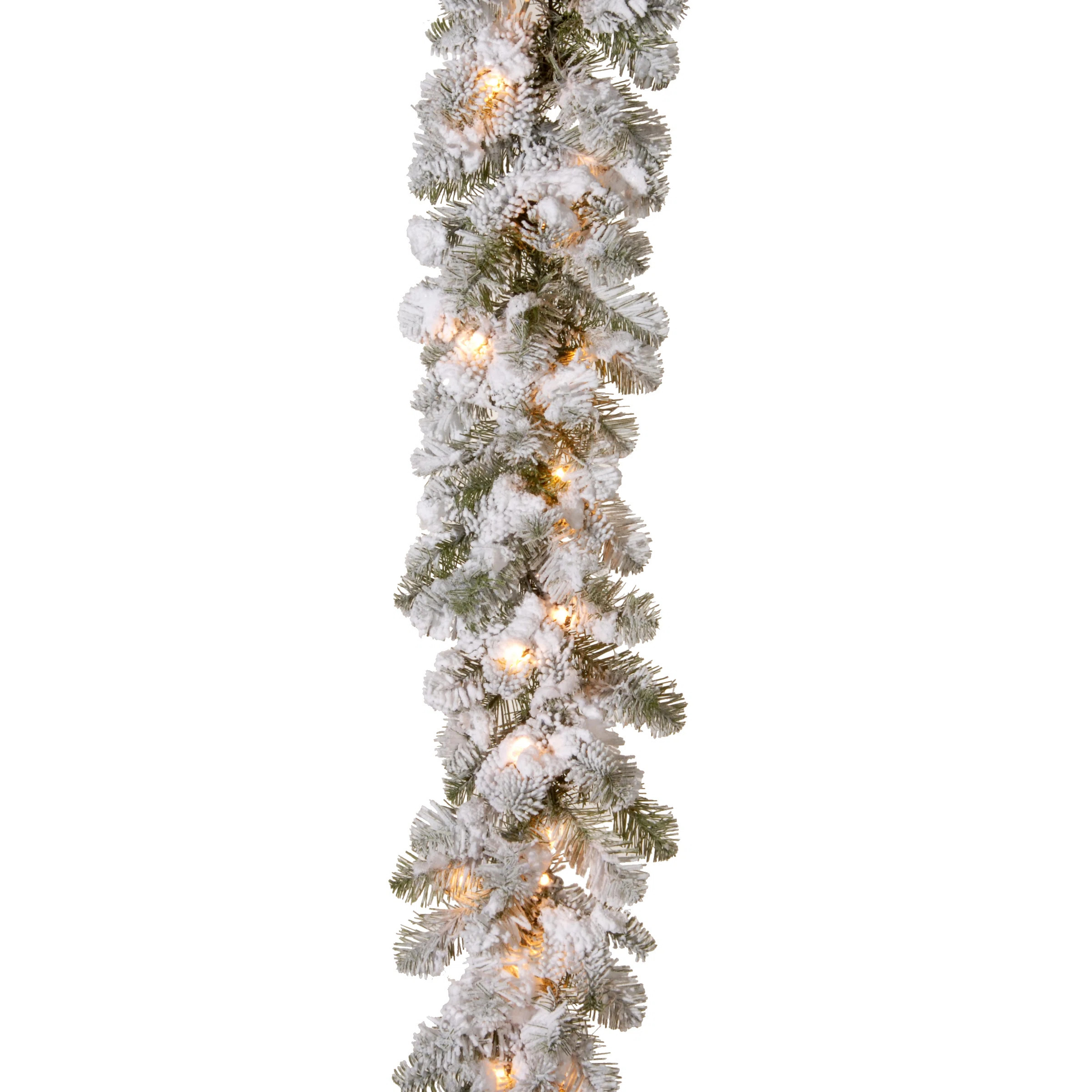 The Holiday Aisle® 9ft. Snowy Camden Garland with Clear Lights | Birch Lane