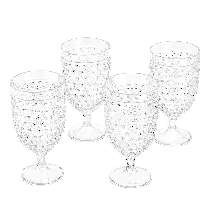 Amazon Basics Tritan Hobnail Texture Footed Iced Tea Glasses - 17-Ounce, Set of 4 | Amazon (US)