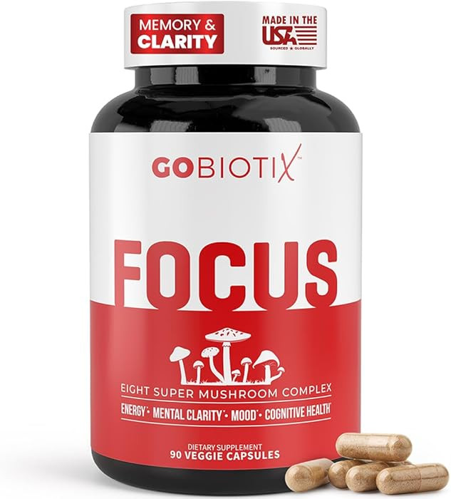 GOBIOTIX Focus Lions Mane Supplement - Mushroom Complex - Nootropics Adaptogen Vitamins - Memory,... | Amazon (US)