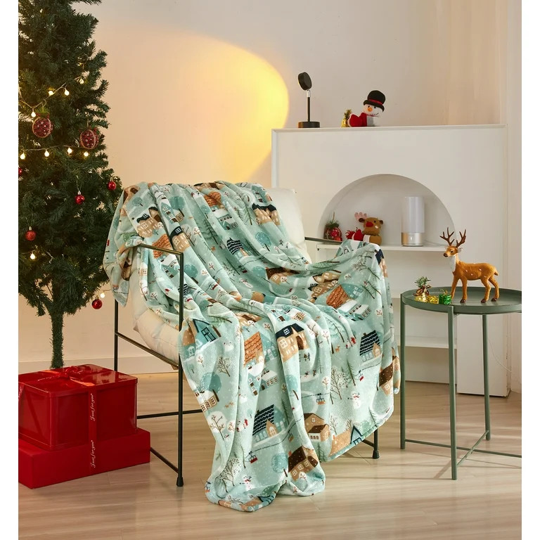 Holiday Time 50"x60" Multi-Color Village Plush Throw | Walmart (US)