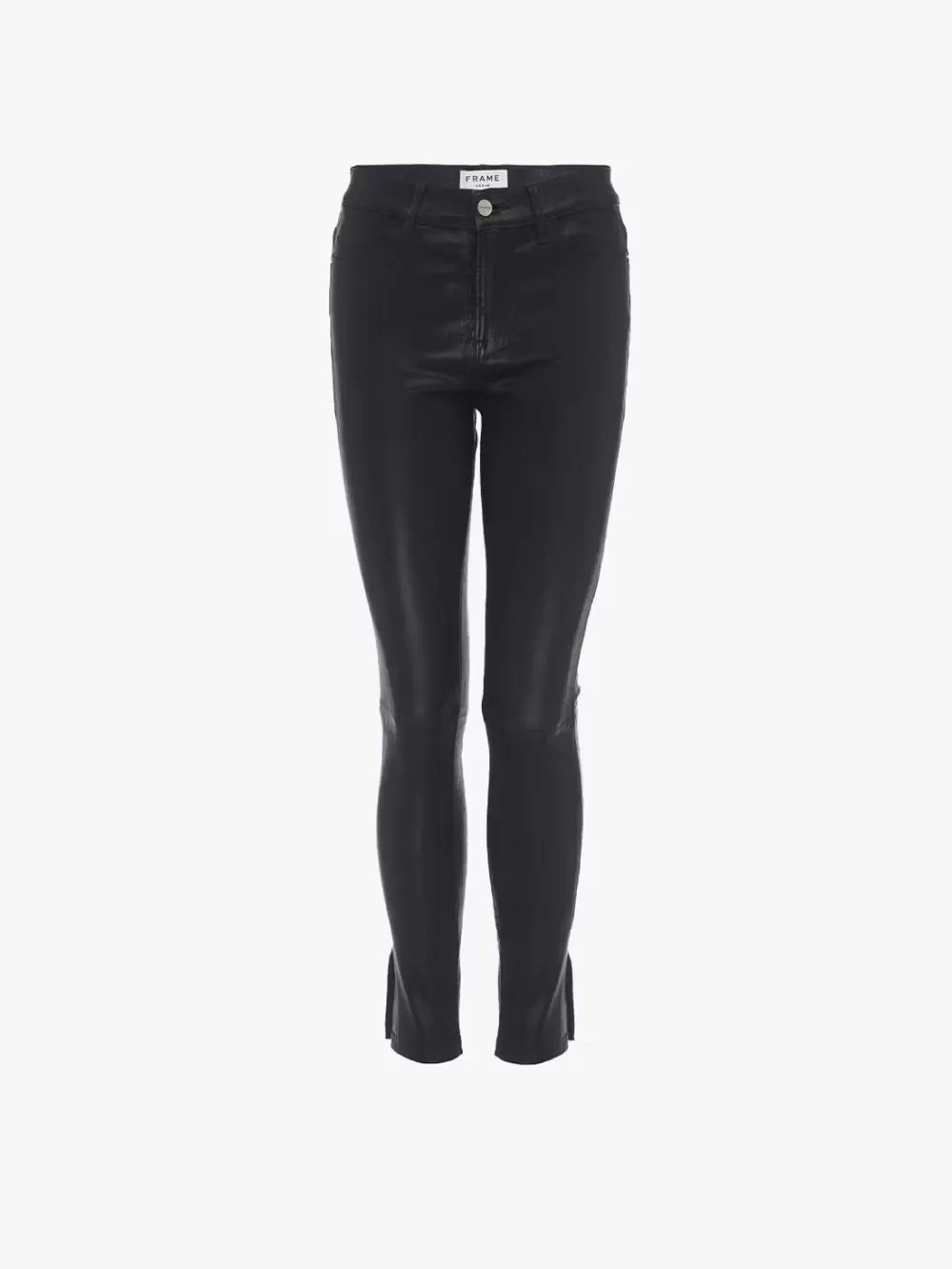 Leather Le High Skinny  in  Washed Black | Frame Denim