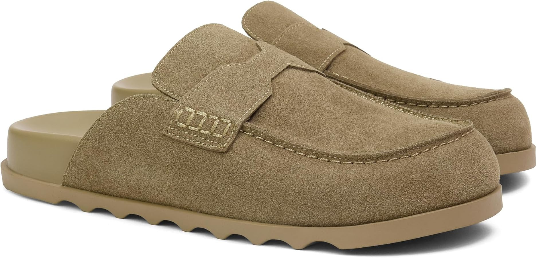 iiimmu Women's Suede Mule Loafers Backless Slip On Flats Casual Round Toe Comfort Slides | Amazon (US)