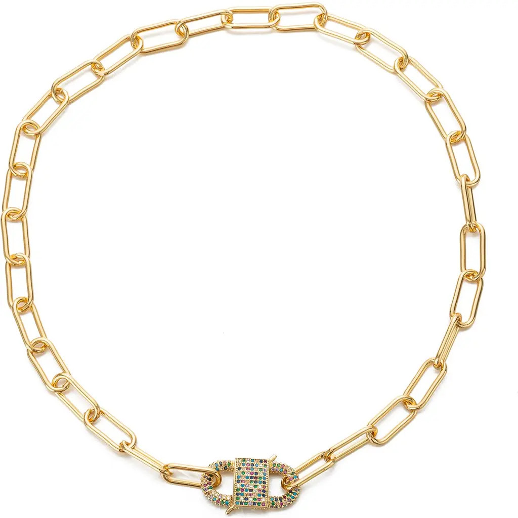 EYE CANDY LOS ANGELES Golden Chain Link Necklace with CZ Crystal Pendant at Nordstrom Rack | Nordstrom Rack
