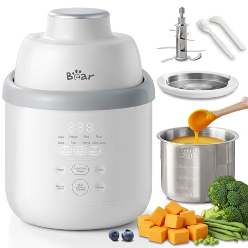 Bear NutriEase AllStage Stainless Steel Baby Food Maker Steamer and Blender, Truly OneStep Baby Food Processor Puree Maker Grinder Mills, Auto Cooking&Grinding for Healthy Homemade Baby Food, BPA-Free | Amazon (US)
