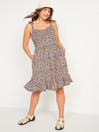 Tie-Shoulder Fit & Flare Floral Cami Mini Dress for Women | Old Navy (US)