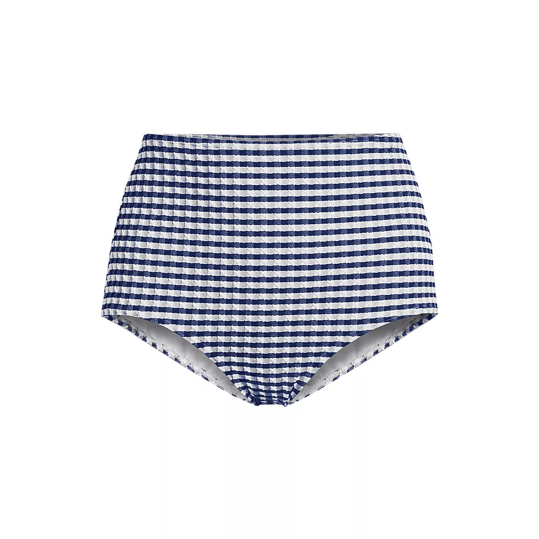 Women's Tummy Control Gingham Tugless High Waisted Bikini Bottoms | Lands' End (US)