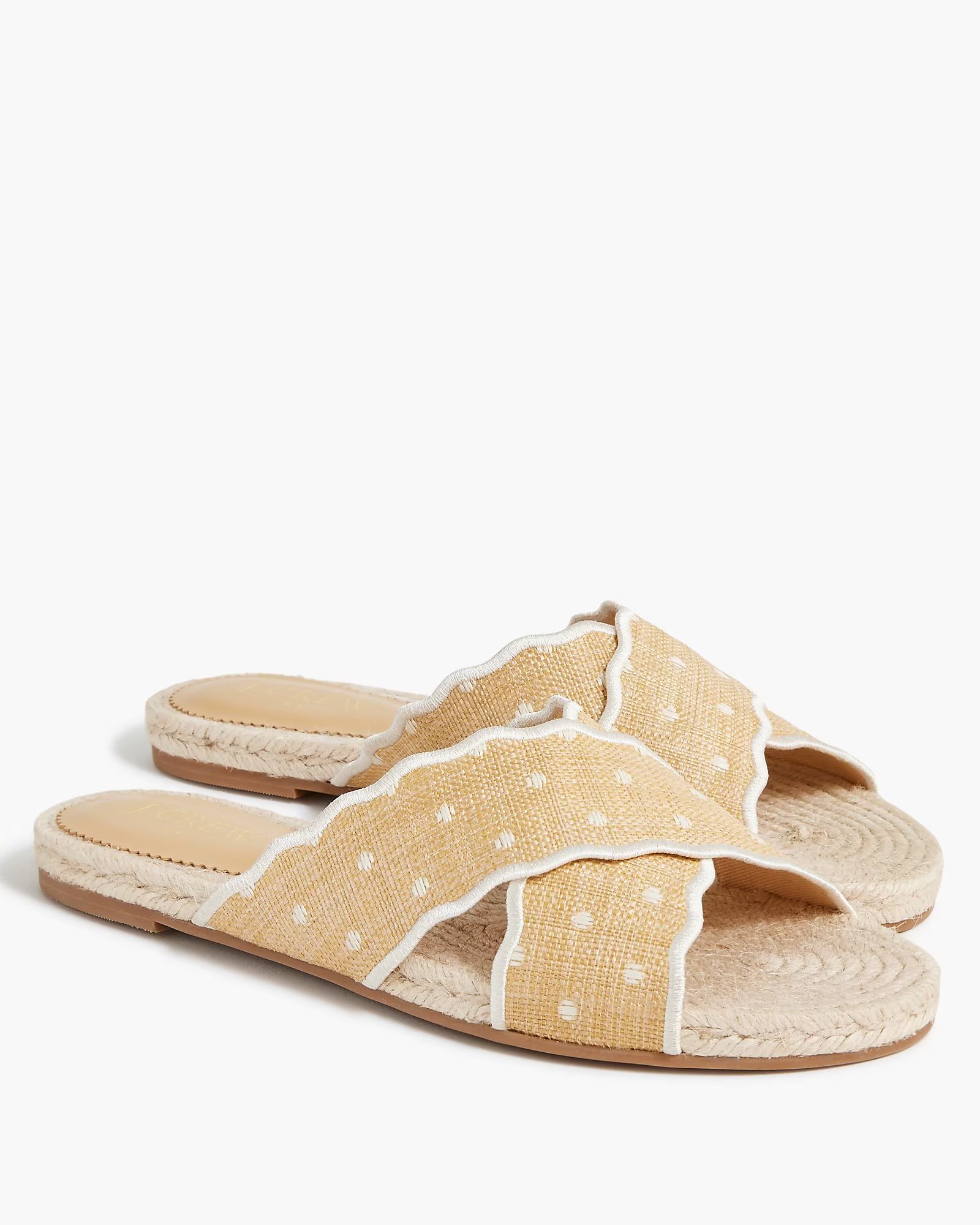 Scalloped polka-dot slide sandals | J.Crew Factory