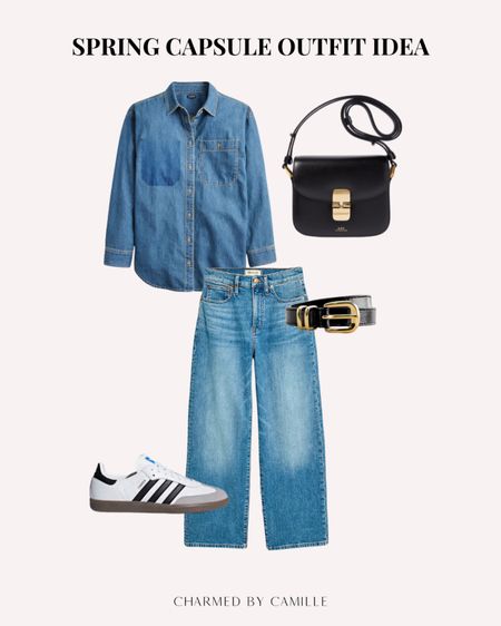 Spring capsule wardrobe outfit idea

Denim shirt
Wide leg jeans
Adidas samba sneakers
Sezane belt
Black crossbody

#LTKSeasonal #LTKshoecrush #LTKitbag