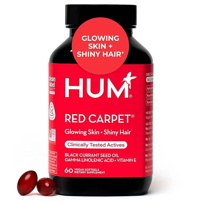 HUM Red Carpet Skin & Hair Vitamins for Women with Omega 3 Fatty Acids, Vitamin E, and Black Curr... | Amazon (US)