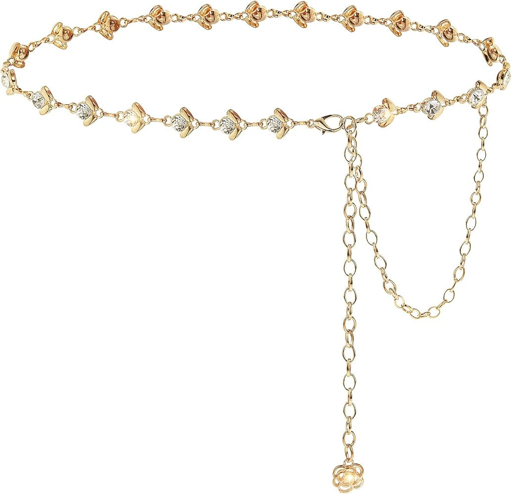 Rhinestones Chain Belts for Women Girls Waist Chain for Dresses | Amazon (US)