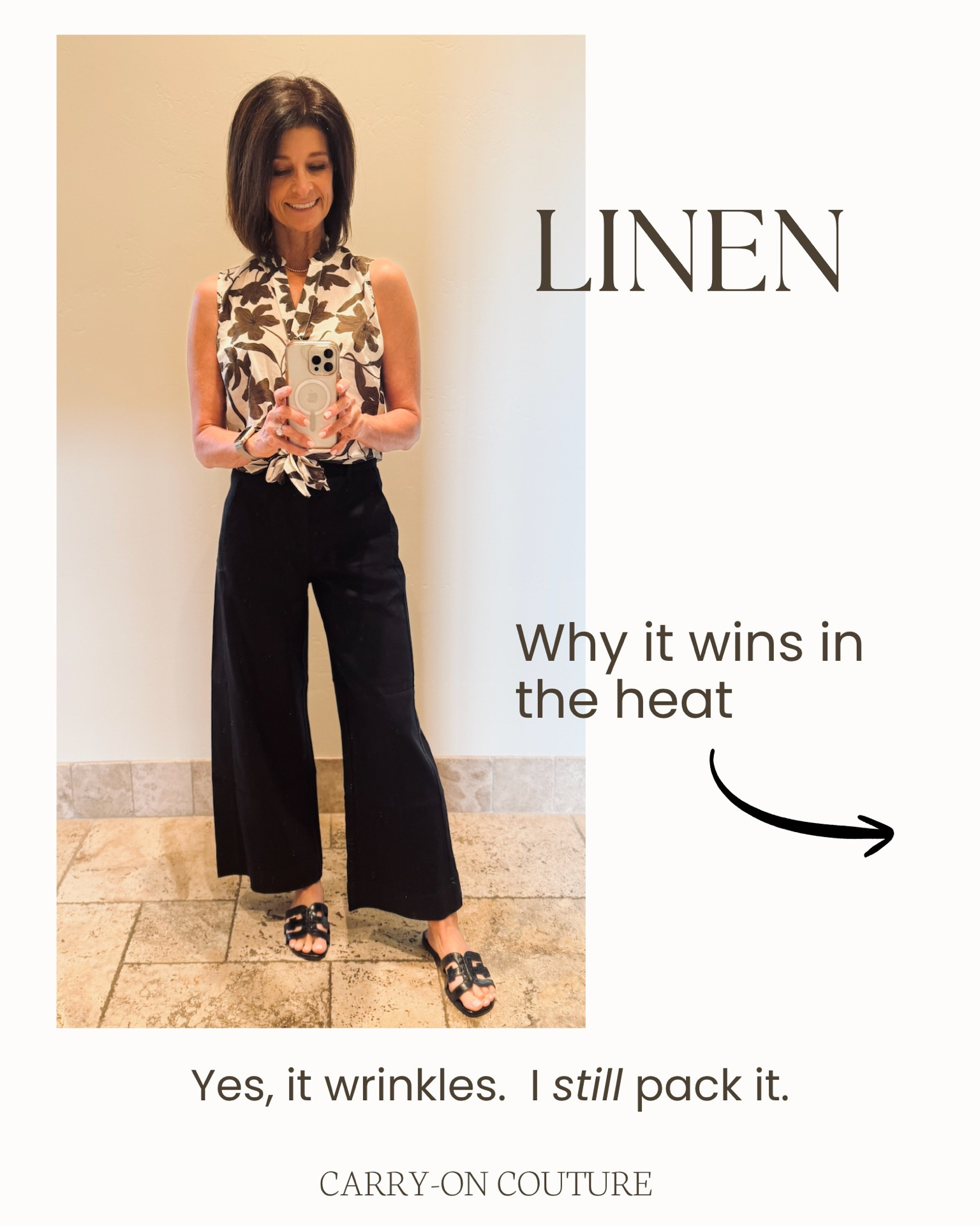 People love to point out that linen wrinkles. I love to point out everything else it does exceptionally well. Breathability, moisture management, odor resistance, and effortless style are why it remains one of my favorite travel fabrics.

#LTKOver40 #LTKTravel