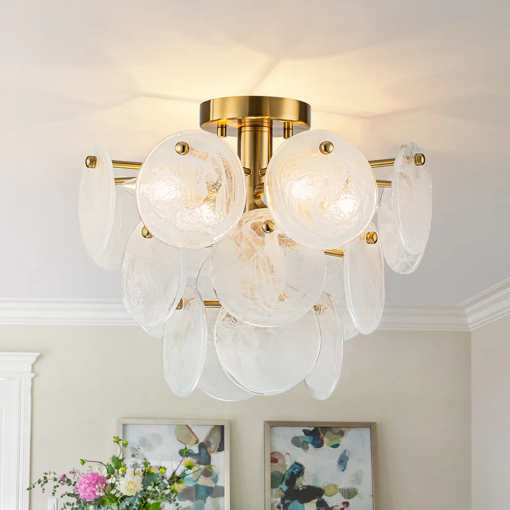 Bannasch Layered Handmade Glass Semi-Flush Mount | Wayfair North America