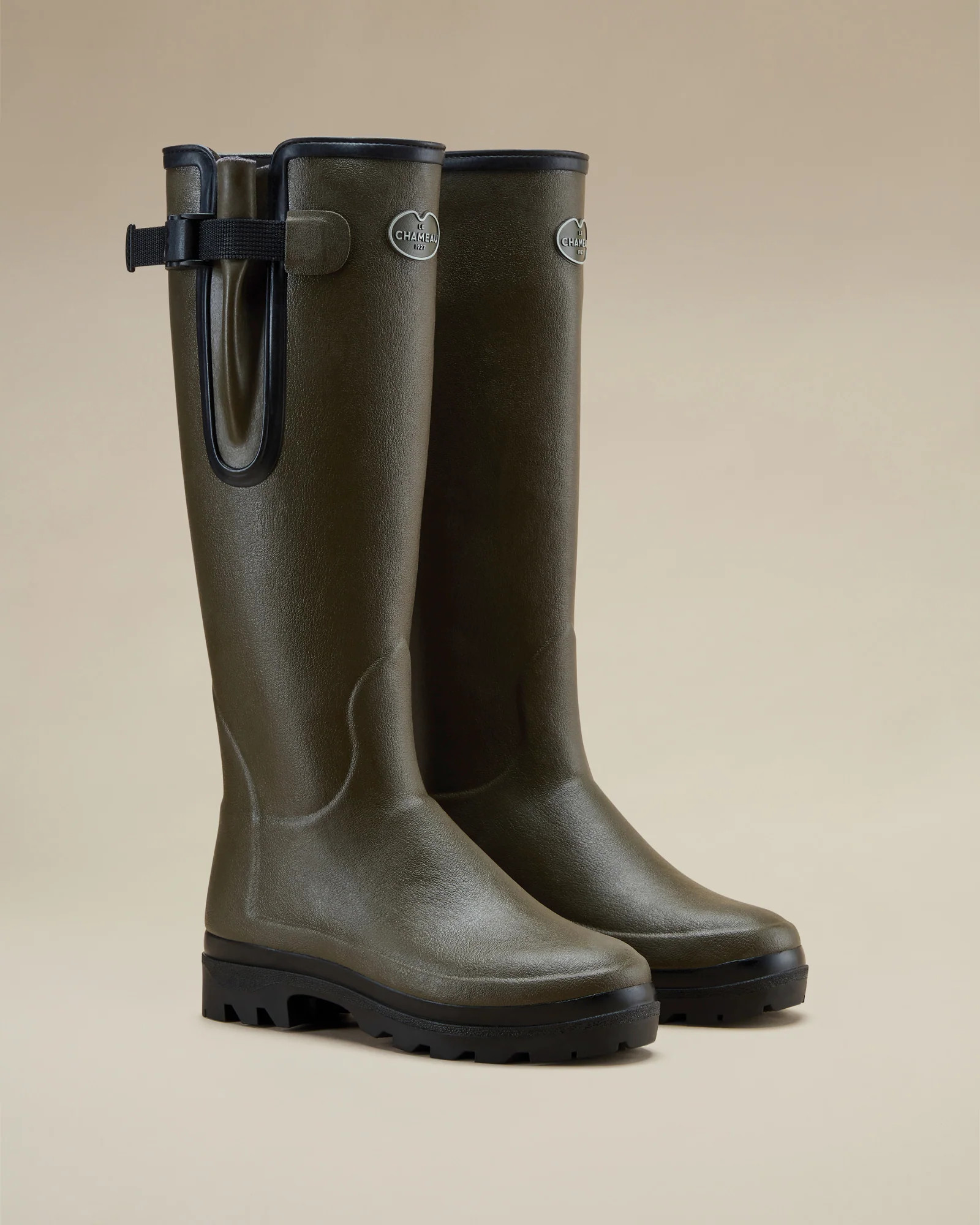 Women's Vierzonord Neoprene Lined Wellington Boot Dark Chameau Green | Le Chameau