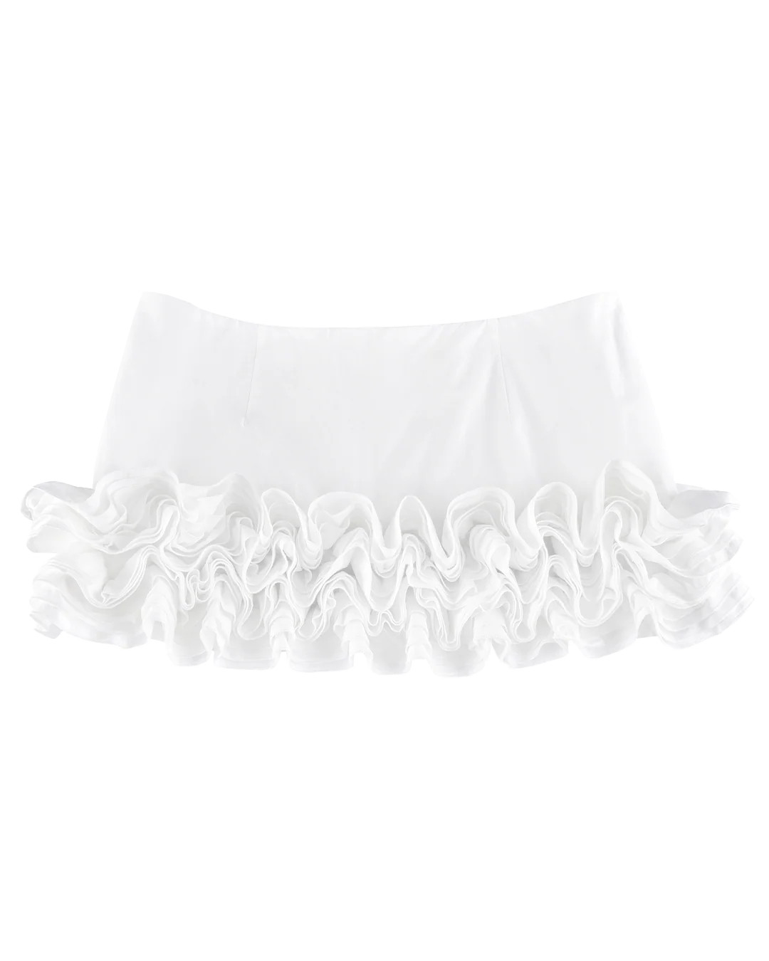 Skirts: Ruffle Hem Mini Skirt - White - My mum made it | My Mum Made It