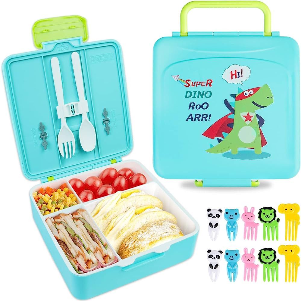 Bento Lunch Box for Kids, Dinosaur Lunch Box with 4 Compartment Bento,1300ml Lunch Containers wit... | Amazon (US)
