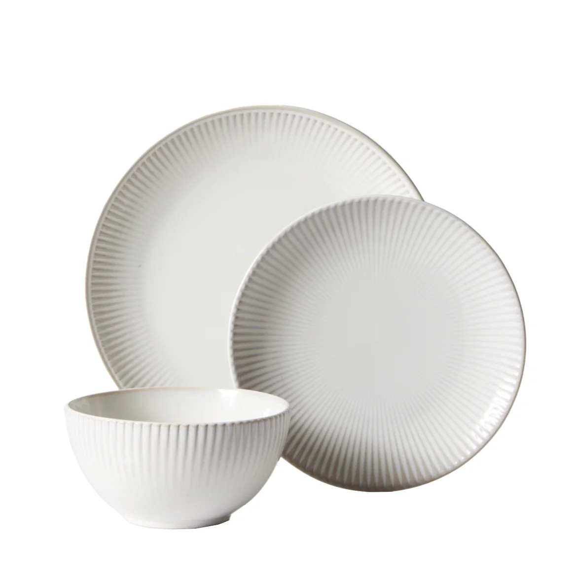 Better Homes & Gardens Sawyer 12-Piece Stoneware Dinnerware Set Cream | Walmart (US)