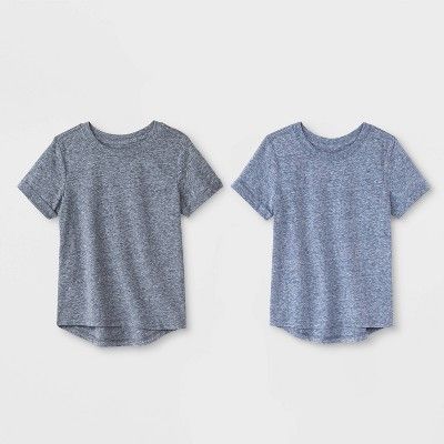Toddler Boys' 2pk Heathered Short Sleeve T-Shirt - Cat & Jack™ Black/Navy | Target