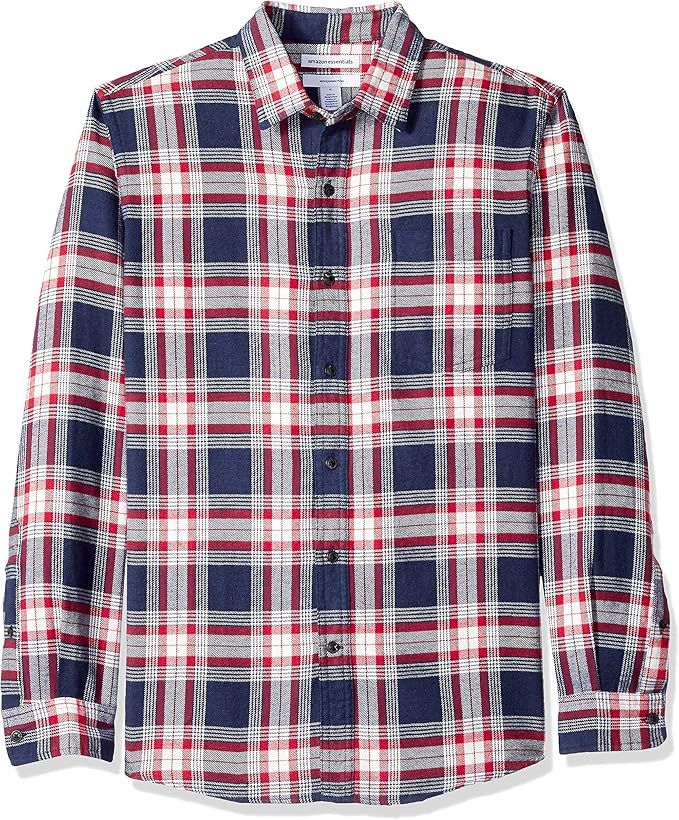 Amazon Essentials Men's Slim-Fit Long-Sleeve Plaid Flannel Shirt | Amazon (US)