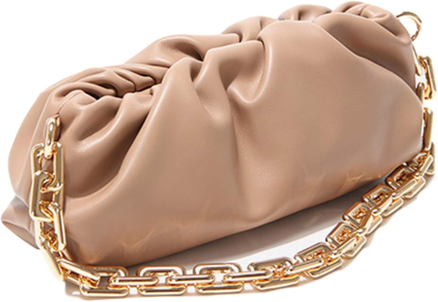 Women's Chain Link Cloud Clutch Bag | Dumpling-Shaped Pouch Purse Handbag | Ruched Chunky Chain L... | Amazon (US)