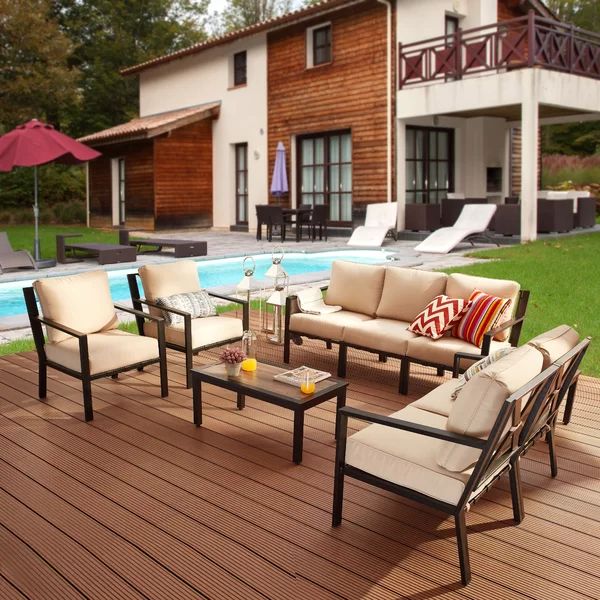 Abordale Metal 7 - Person Seating Group with Cushions | Wayfair North America