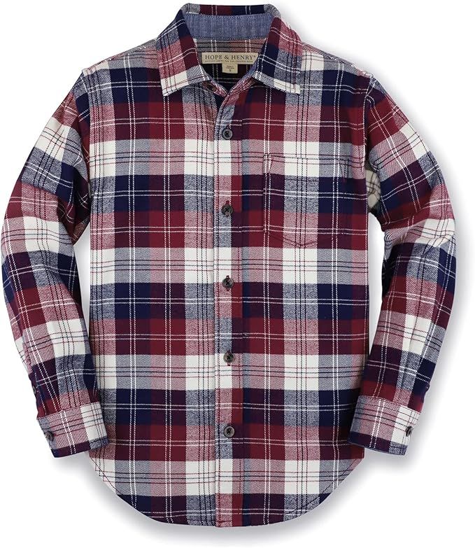 Hope & Henry Boys' Long Sleeve Brushed Cotton Flannel Button Down Shirt | Amazon (US)