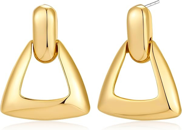 Chunky Gold Earrings for Women 14K Gold Plated | Amazon (US)