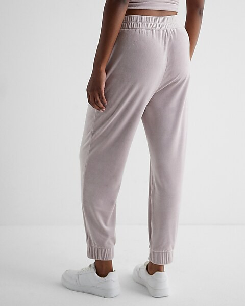 High Waisted Velour Joggers | Express
