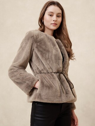 Faux Fur Tie-Waist Jacket | Banana Republic Factory