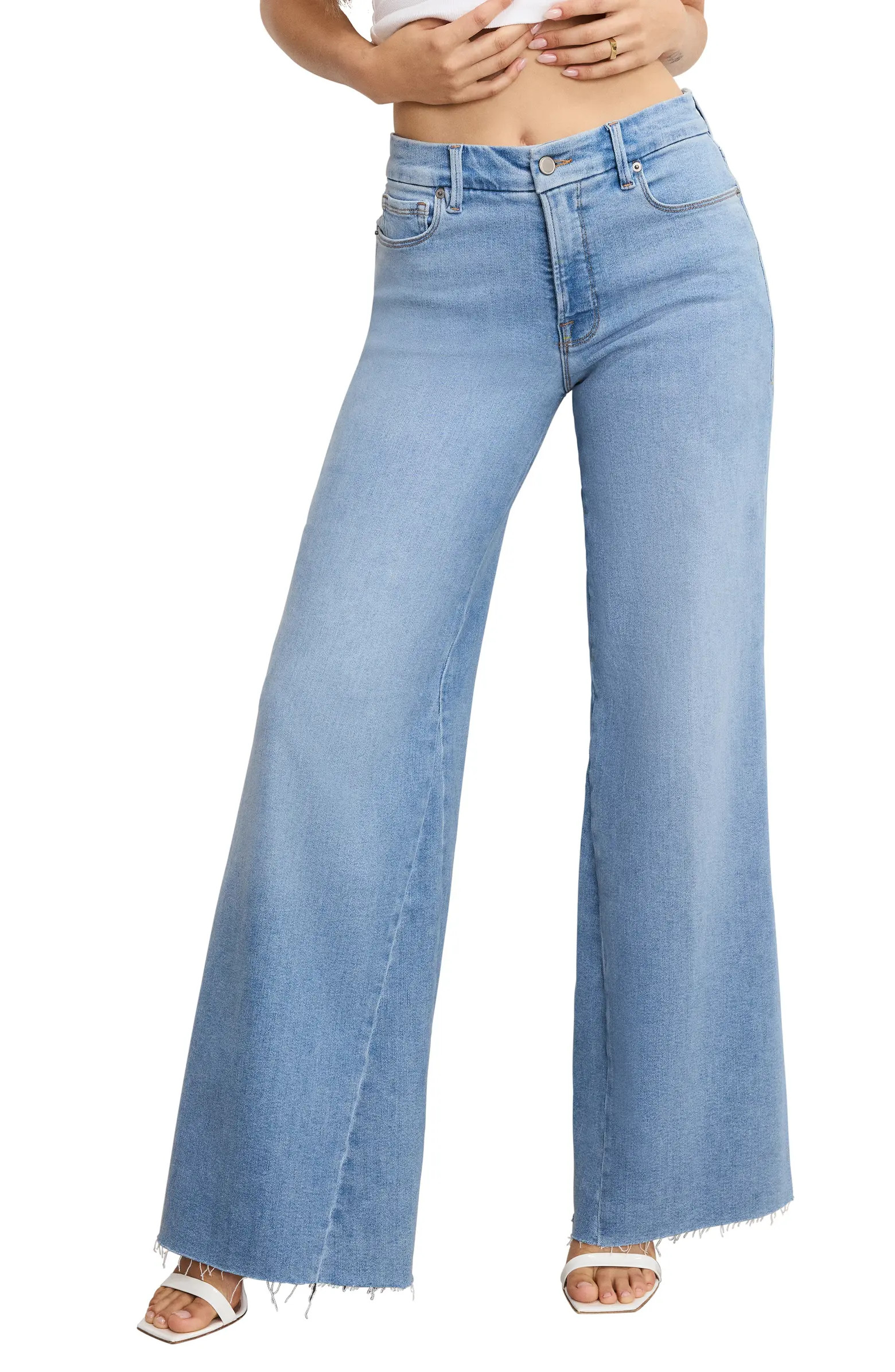 Good Waist High Waist Raw Hem Wide Leg Palazzo Jeans | Nordstrom