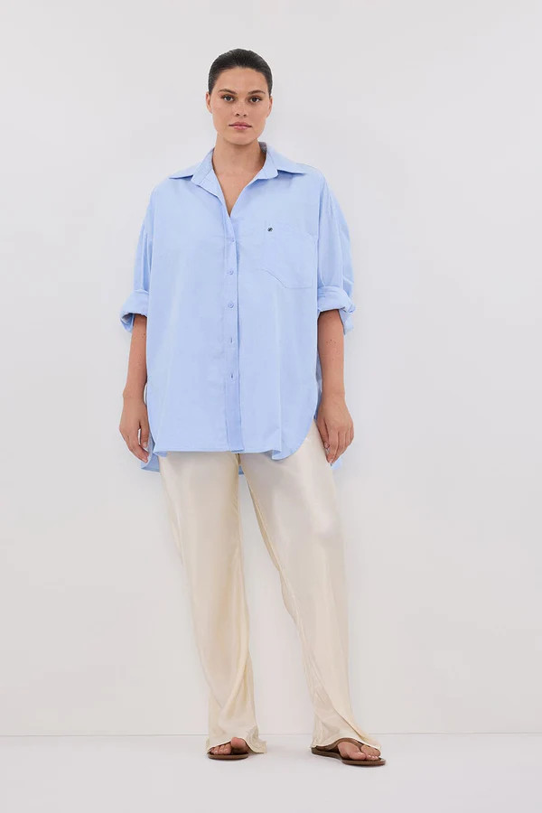 RHEA BLUE OVERSIZED COTTON SHIRT | DISSH