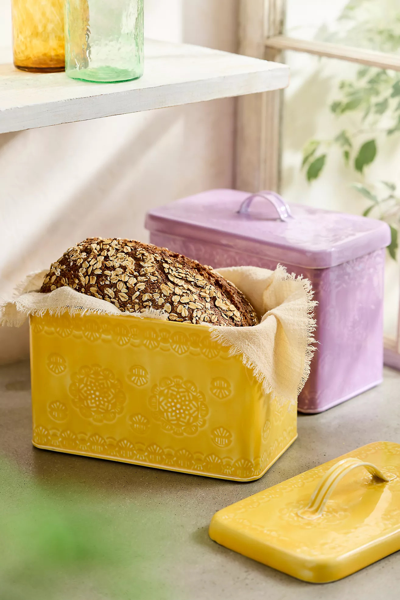 Enamelware Bread Box, Violet | Anthropologie (US)