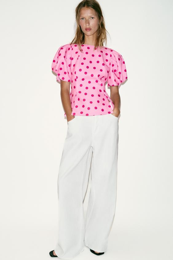 POLKA DOT PUFF SLEEVE TOP | Zara US