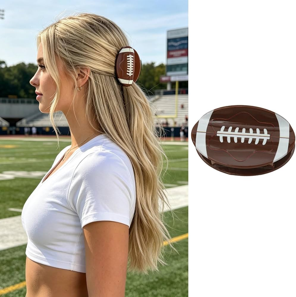 American Football Hair Claw Clips for Women Sports Ball Hair Clips Funny Rugby Hair Barrette Non-... | Amazon (US)